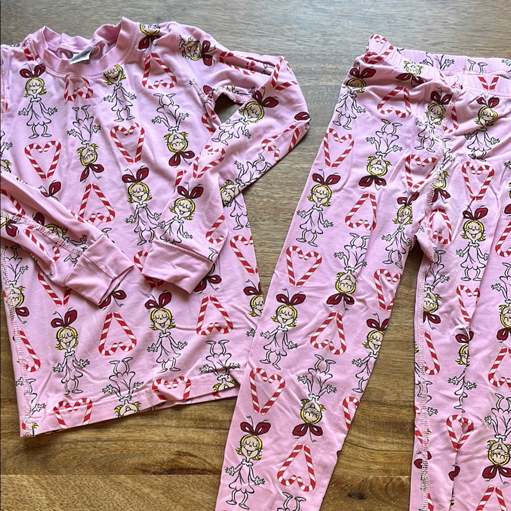 Hanna Andersson Pink Pajama Set with Cartoon Characters